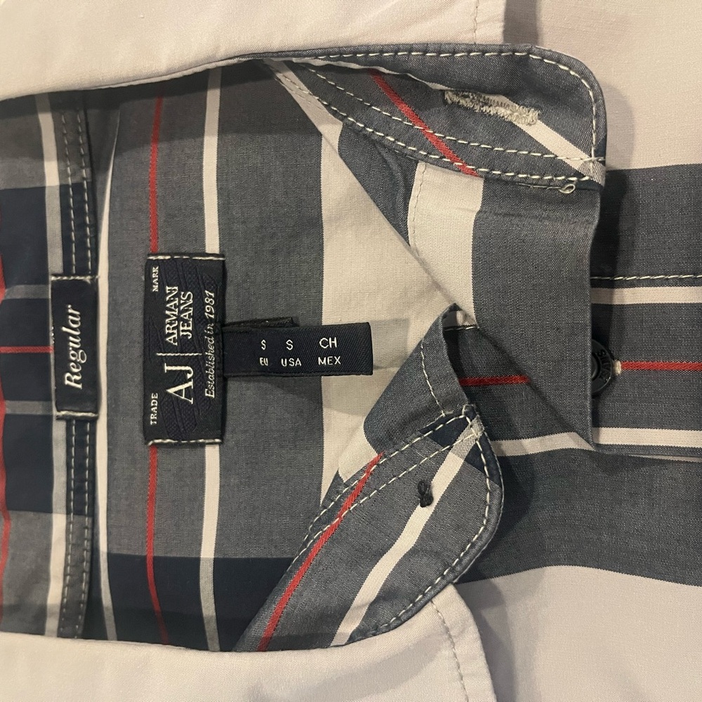 Armani Exchange Blue and White Dress Shirt with Classic Design